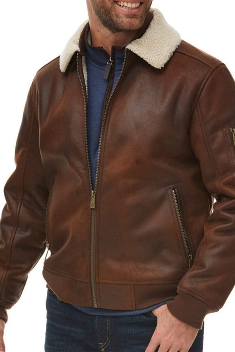 Men’s Shearling Leather Bomber Jacket