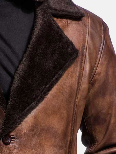 Distressed Leather Fur Coat