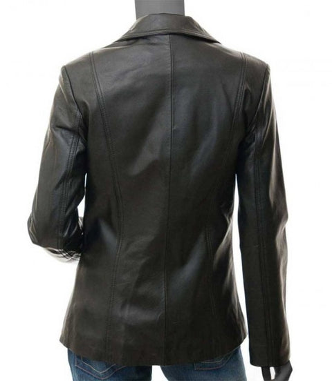 Surrey Black Leather Blazer Jacket Womens