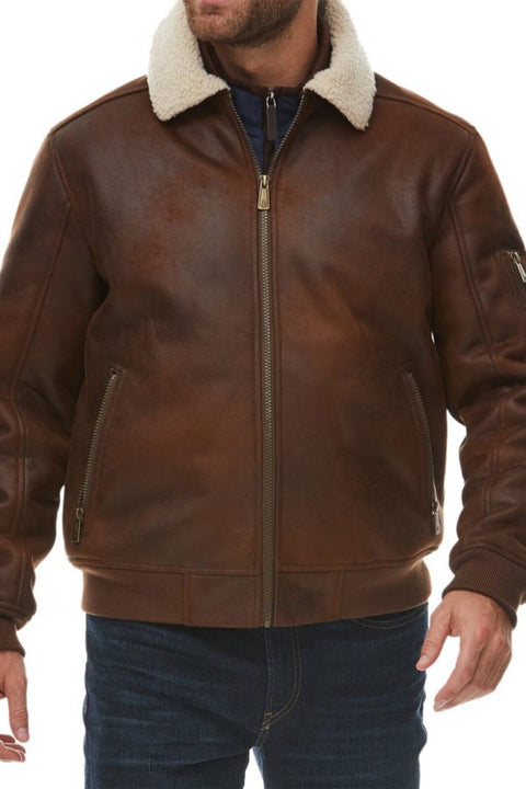 Men’s Shearling Leather Bomber Jacket