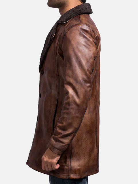Distressed Leather Fur Coat