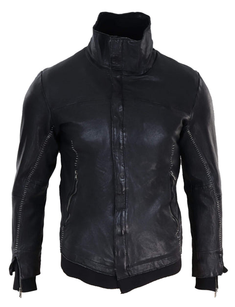 Real Leather Distressed Slim Fit Mens Jacket