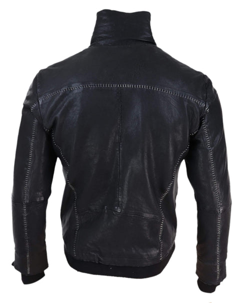 Real Leather Distressed Slim Fit Mens Jacket