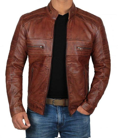 Austin Chocolate Brown Waxed Leather Jacket
