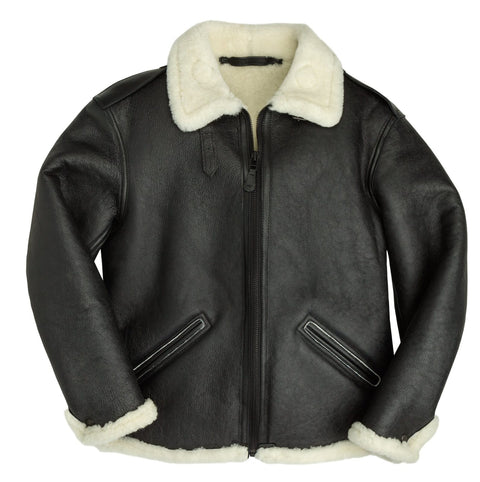 Men’s B-6 Black Shearling Bomber Leather Jacket
