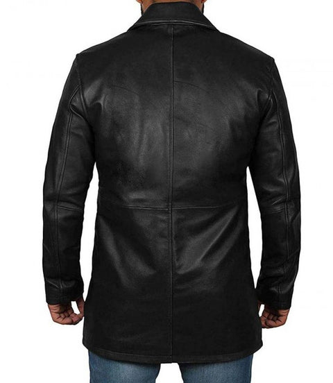 Winchester Real Leather Mens Black Car Coat