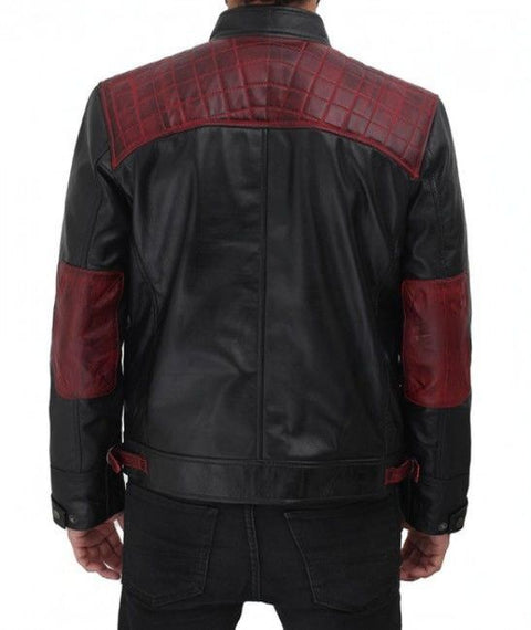 Rollins Black And Maroon Leather Jacket