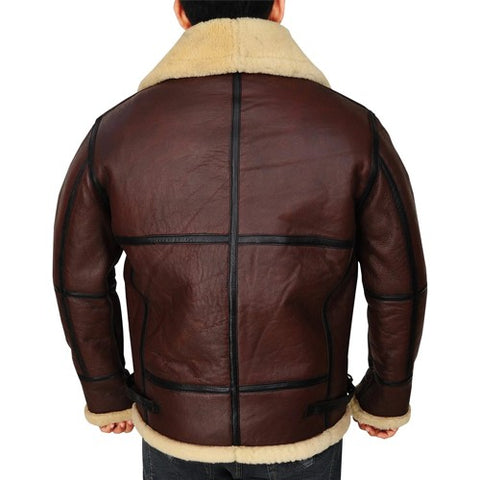 Men’s Shearling Brown Bomber Leather Jacket