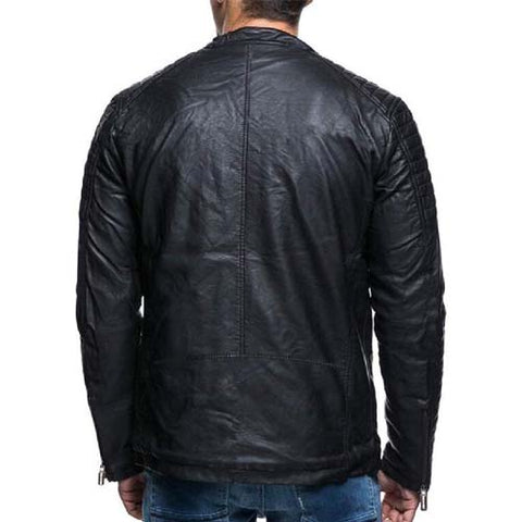 Men’s Casual Leather Morcycle Bomber Slim Fit Jacket