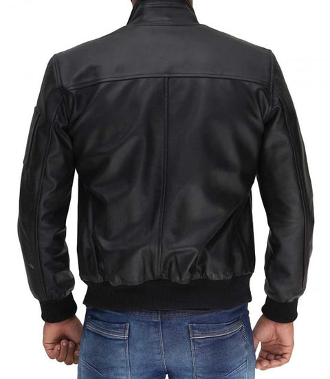 Clark Bomber Leather Black Jacket