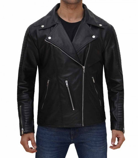 Bari Black Men Biker Leather Jacket