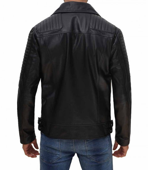 Bari Black Men Biker Leather Jacket
