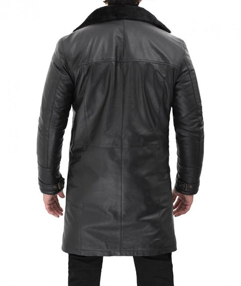 Turlock Black Shearling Leather Coat
