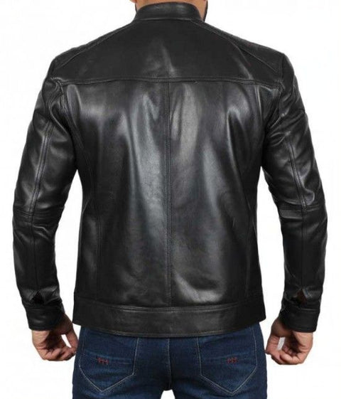 Luis Black Leather Cafe Racer Jacket