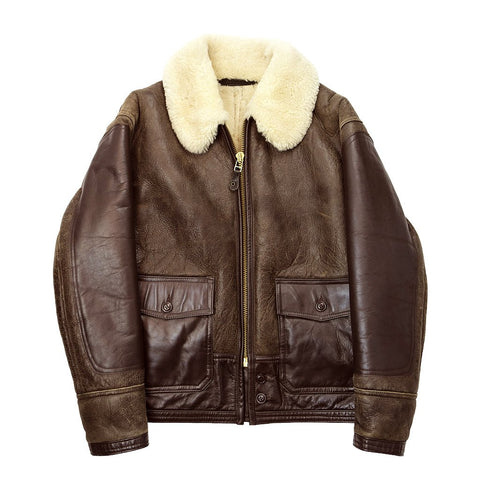 Men’s Bomber Brown Leather Shearling Jacket