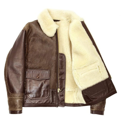 Men’s Bomber Brown Leather Shearling Jacket