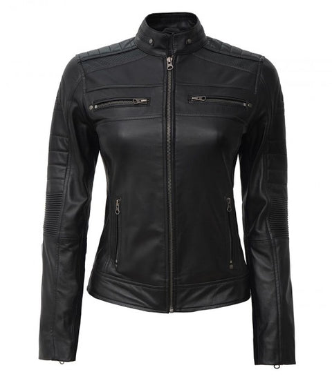 Austin Black Leather Jacket for Women