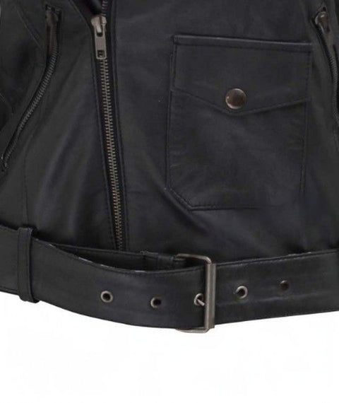 Barletta Womens Black Asymmetrical Slim Fit Leather Jacket