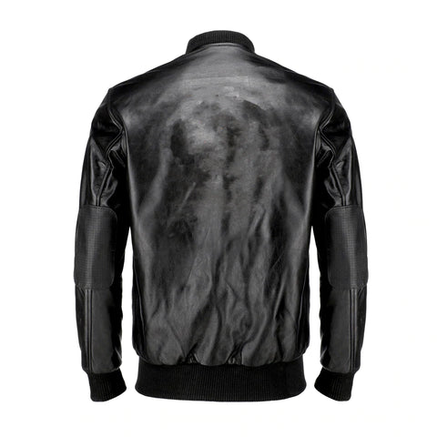 Mens Black Pure Cow Leather Bomber Jacket