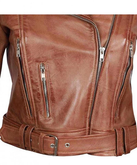Elisa Womens Light Brown Leather Jacket