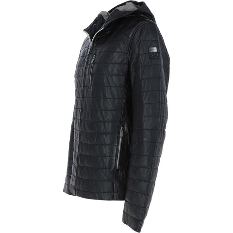Hooded Leather Jacket Black: Maxson