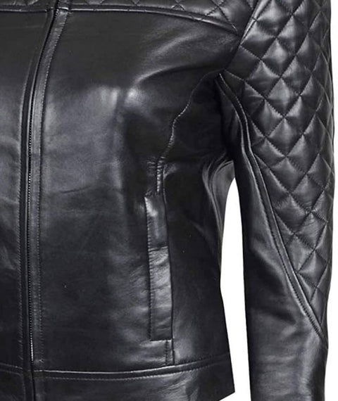 Ellen Slim Fit Quilted Leather Jacket For Women