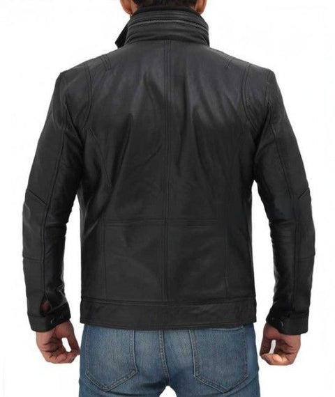 Moffit Black Leather Multi Pocket Jacket