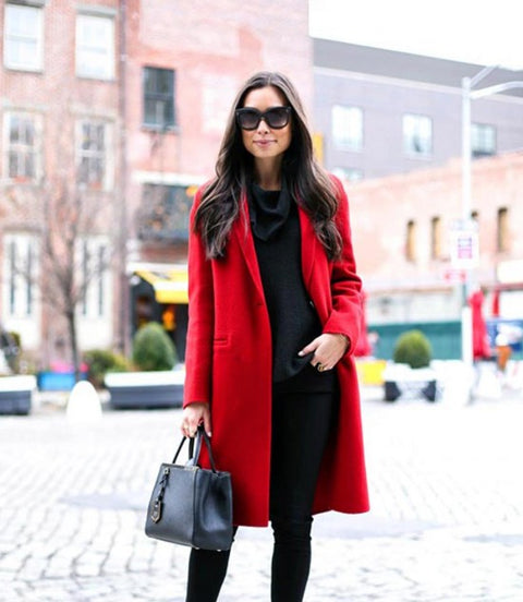 TWM Womens Red Long Wool Jacket
