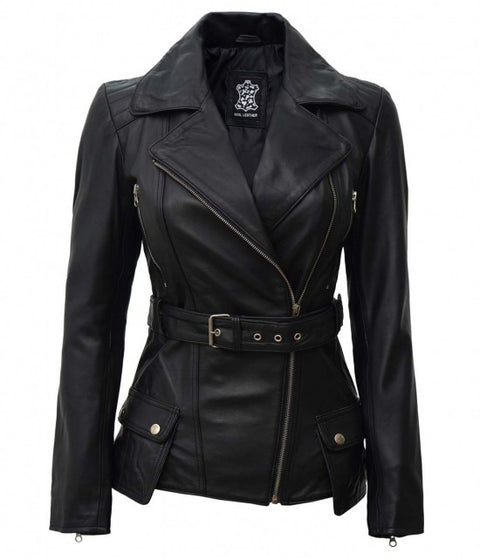 Victoria Womens Black Leather Jacket