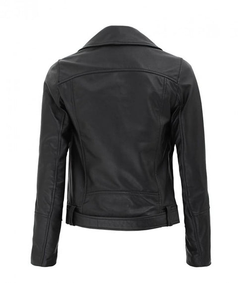 Elisa Women Black Asymmetrical Leather Jacket
