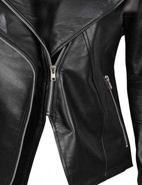 Monica Womens Black Fitted Leather Jacket