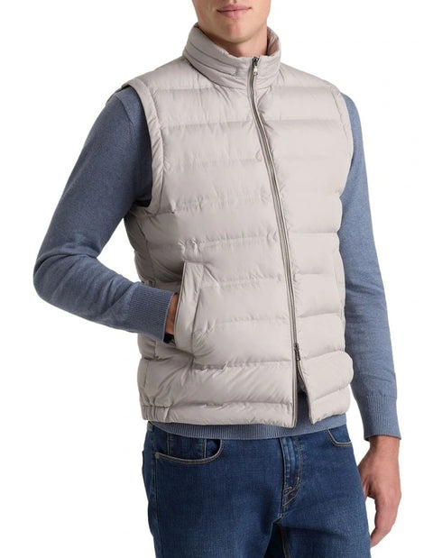 Mens Puffer Vest in Stone Solid