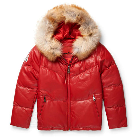 Women's Pearl Red Puffer Jacket