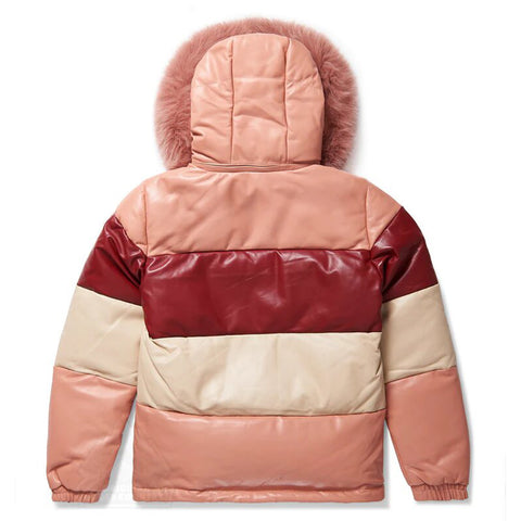 Women's Multi Color Pink Burgundy White Puffer Jacket