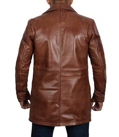 Winchester Tan Distressed Leather Car Coat