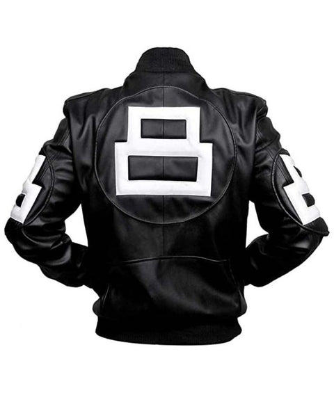 8 Ball Leather Jacket Bomber Style Black Leather Jacket