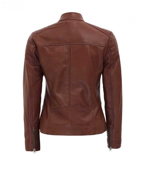 Carrie Brown Slim Fit Leather Jacket Women