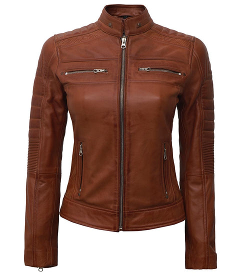 Austin Tan Leather Jacket for Women