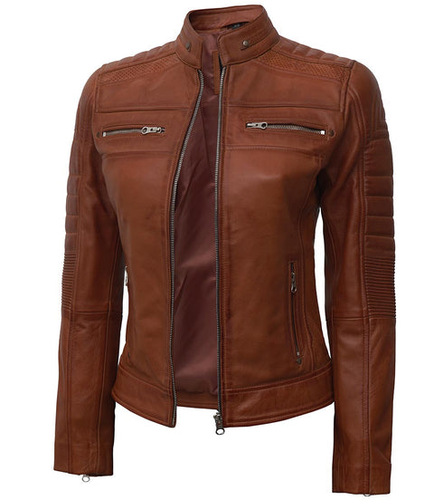 Austin Tan Leather Jacket for Women