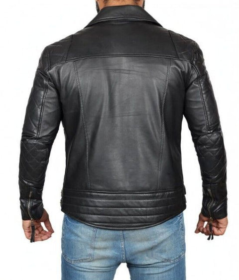Frisco Men Black Diamond Classic Motorcycle Leather Jacket
