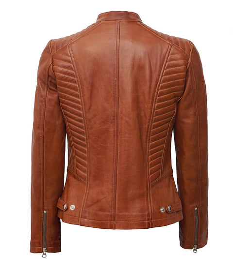 Rachel Womens Tan Leather Jacket