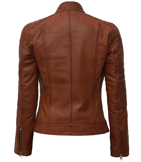 Austin Tan Leather Jacket for Women Black