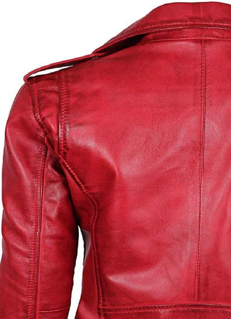 Margaret Red Ladies Leather Jacket