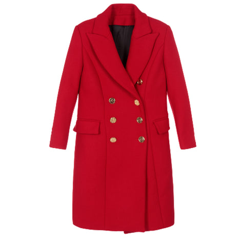 Women's Red Wool Coat